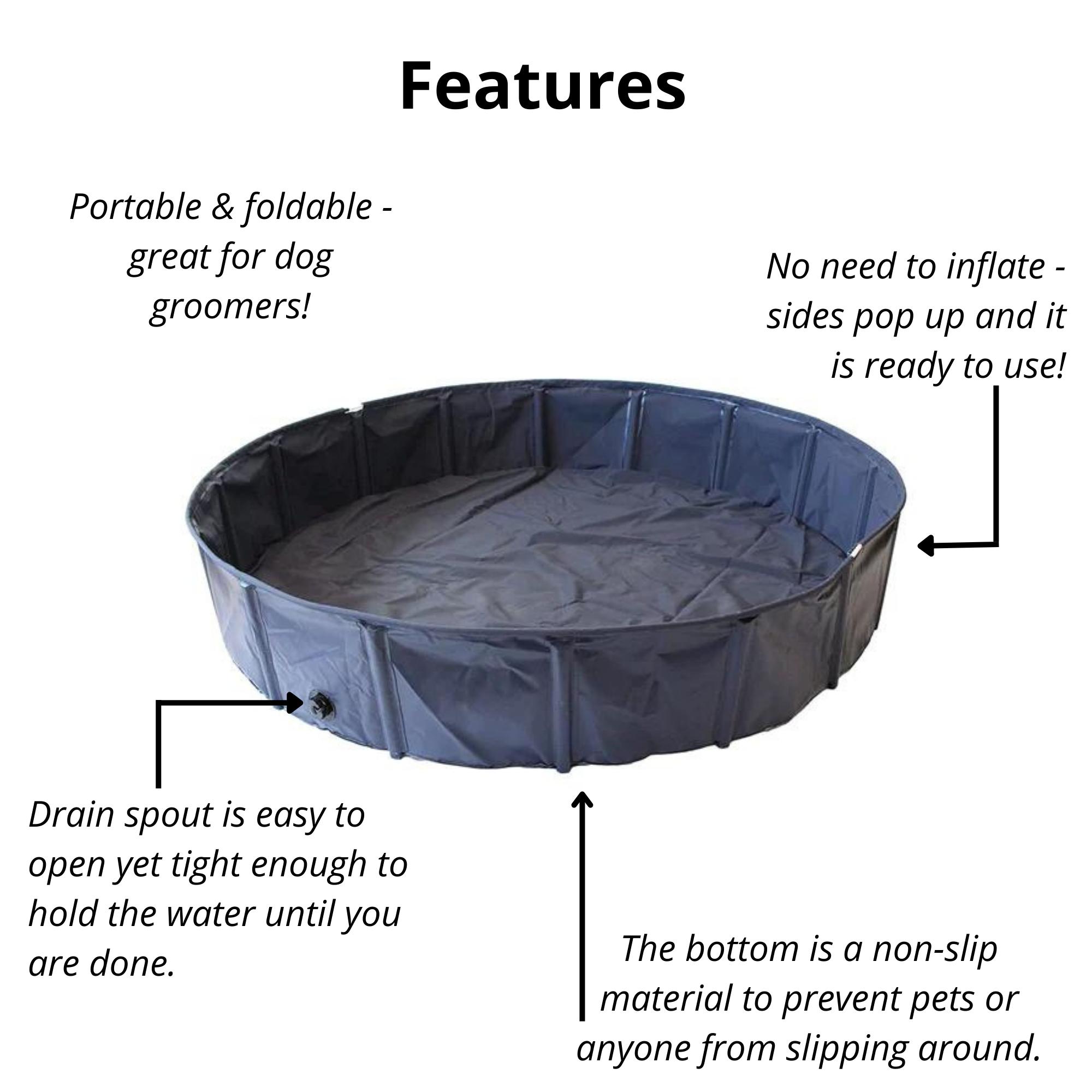 Midlee Navy Blue Dog Pool – 63" Foldable Pet Swimming Pool