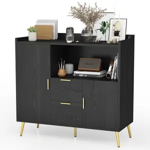 40 Inch Buffet Cabinet with Storage and Drawers, Wood Sideboard Cabinet with Doors, Waterproof Kitchen Storage Cabinet for Dining Room, Living Room, Entryway