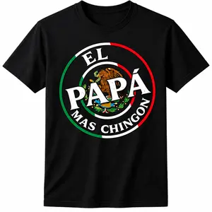 El Papa Mas Chingon Graphic T-Shirt for Men, Funny Mexican Dad Father's Day Gift, Casual Short Sleeve Breathable Cotton Tee