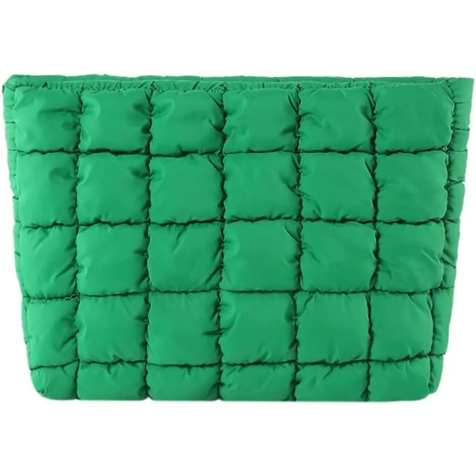 Solid Color Quilted Design Clutch, Large Capacity Travel Storage Bag with Zipper, Portable Travel Storage Bag for Women & Girls, Daily Commuting Purse