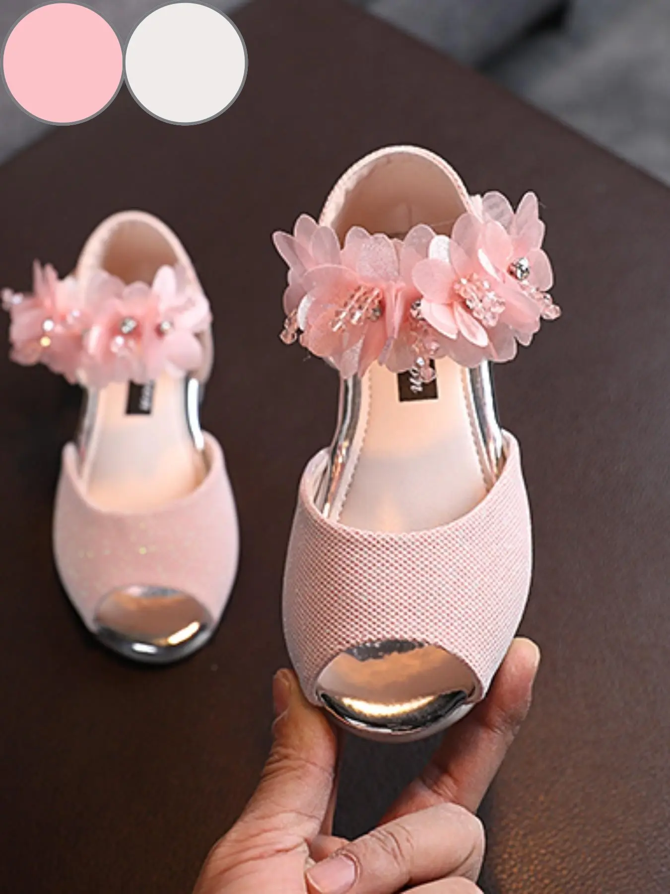 Princess Floral Mary Jane Shoes, Low Heel Party Wedding Dance Shoes, Suitable for Toddlers and Children, Girls Elegant Dress Shoes, Soft Soled Shoes, Little Girl Dress Shoes