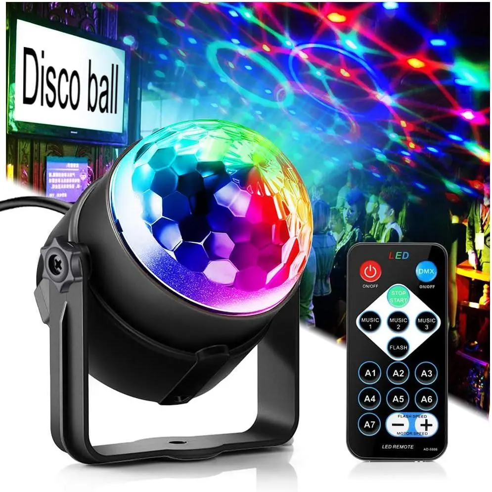 Sound-Activated Disco Ball DJ Stage Projector Drinkware Accessory, Dancing LED, Strobe Effect, Colorful LED Light, Remote Control, Atmosphere Lighting for Birthday, Bar Party Enhancement