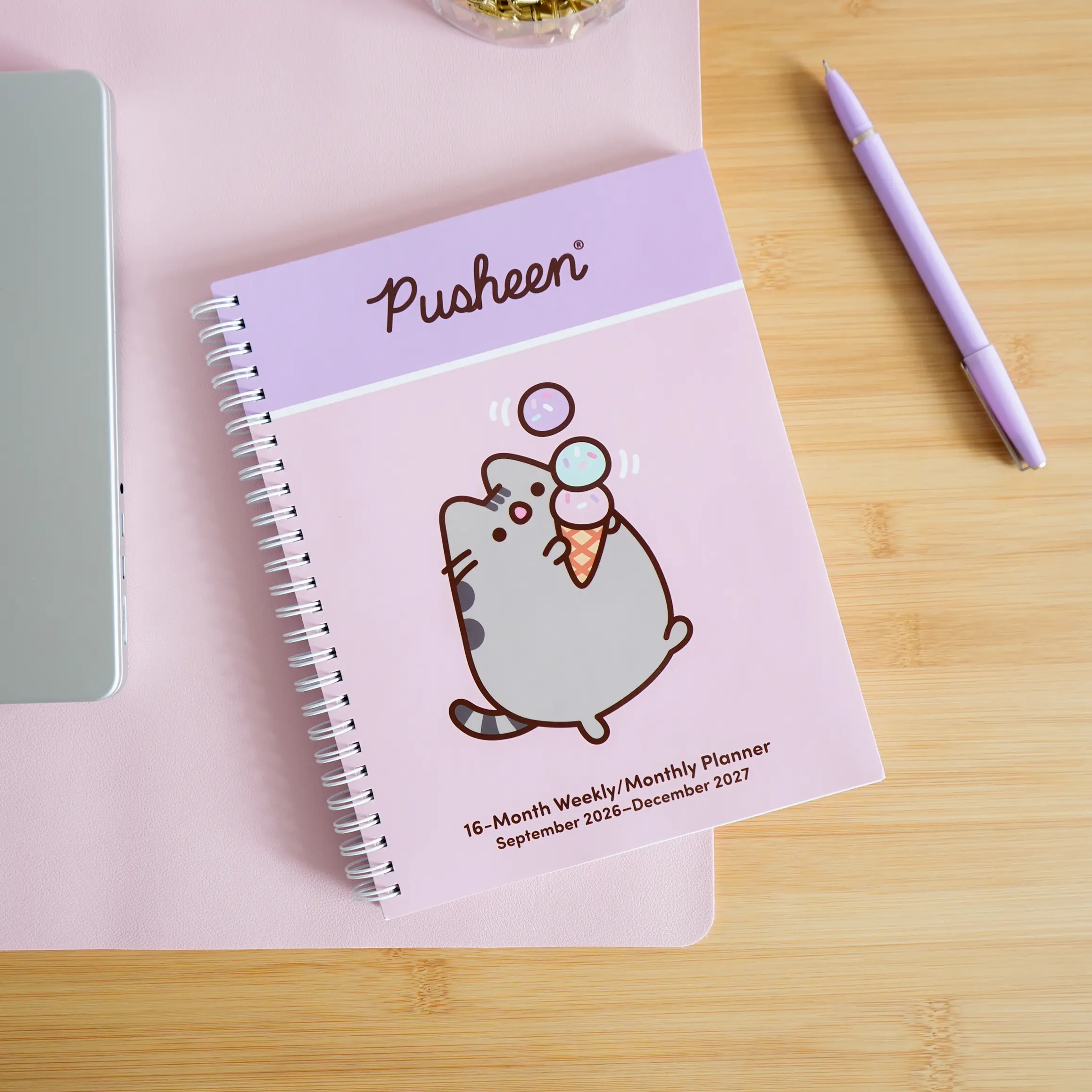 Pusheen 16-Month 2026-2027 Weekly-Monthly Planner Calendar by Claire Belton, Lays Flat to Write