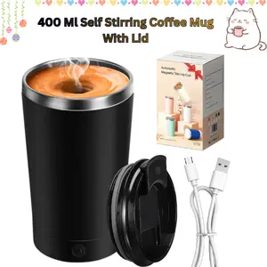 Automatic Self Stirring Coffee Mug 400ml Rechargeable Stainless Steel Electric Mixing Cup with Lid Magnetic Travel Mug Kitchen Drinkware Birthday Gift Mother’s Day Gift Father’s Day Gift