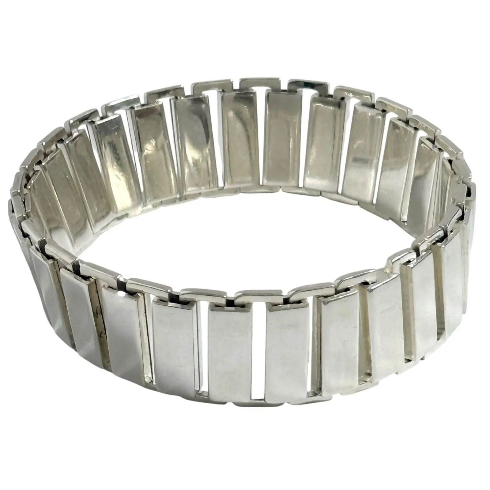Pre-owned GUCCI Sterling Silver 925 (Ag925) Small Leather Goods Silver 925 Wide Bracelet