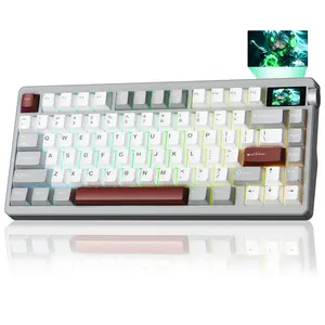 [New]AULA Nova75 Wireless RGB Mechanical Custom Keyboard with TFT Screen, Hot-Swappable Tri-Mode 75% Gasket Mounted RGB backlight Gaming Keyboard, Hot Swappable, 8000mAh for Mac Windows iOS Android Creamy keyboard esports game