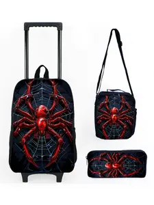 Red Spider Rolling Backpacks Three Piece Set Trolley Bags 17 inch Rolling Bags Funny Bag