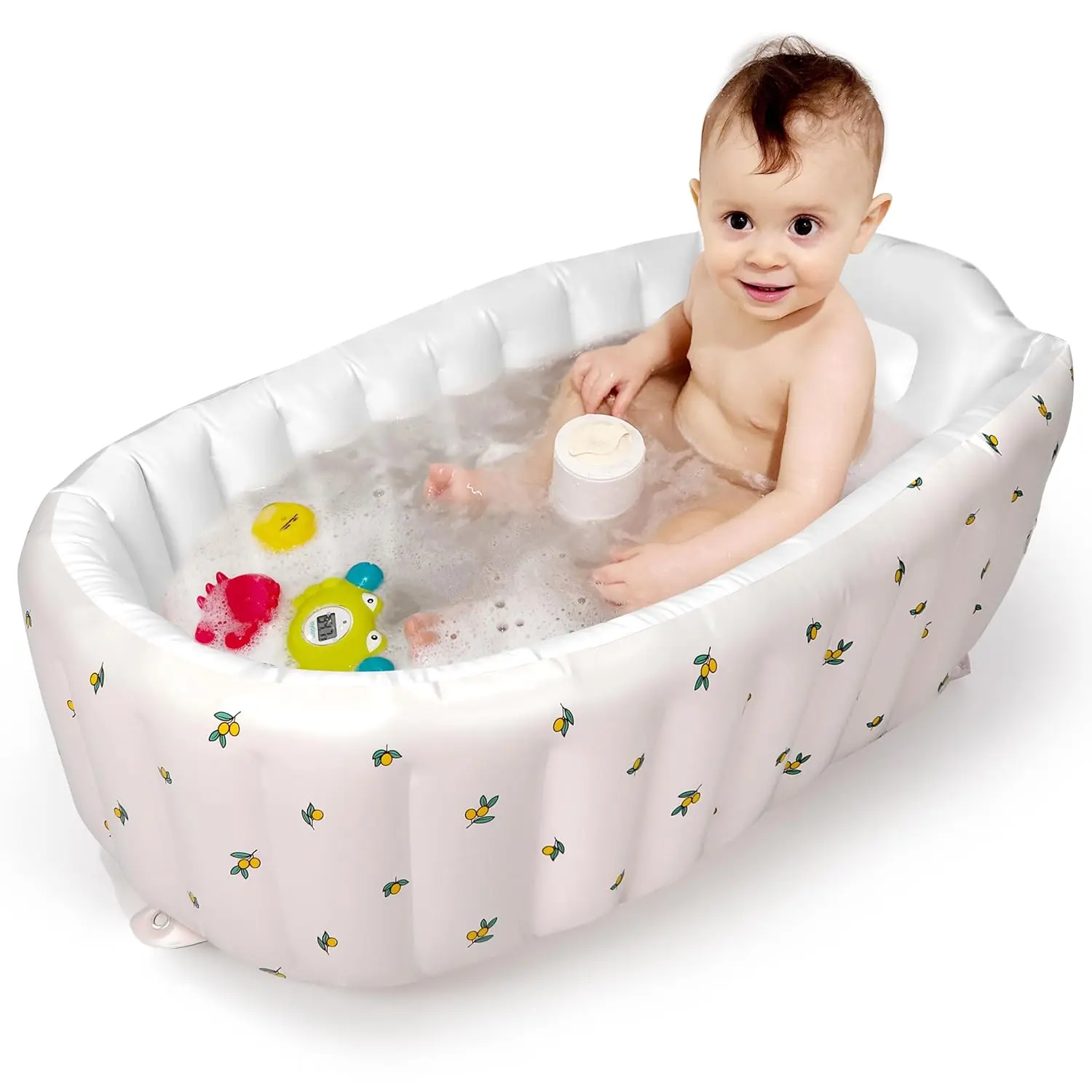 Inflatable Baby Bathtub with Built-in Air Pump Newborn to Toddler Portable Travel Shower Basin with Back Support Deflates and Folds Easily Olive Bath