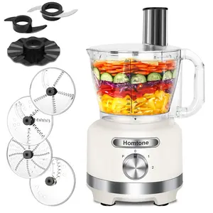 Homtone 16 Cup Food Processor with 9 Functions, 7 Blades for Shredding, Slicing, Doughing, Emulsifying & Meat/Vegetable Chopping - 600W