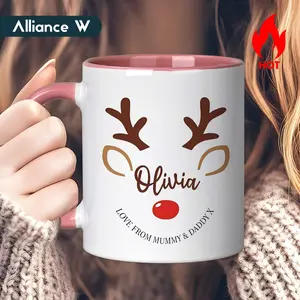 Personalized Ceramic Coffee Mug, Reindeer Design with Name Olivia, Dishwasher Safe, Ideal Gift for Family & Friends, Holiday Use