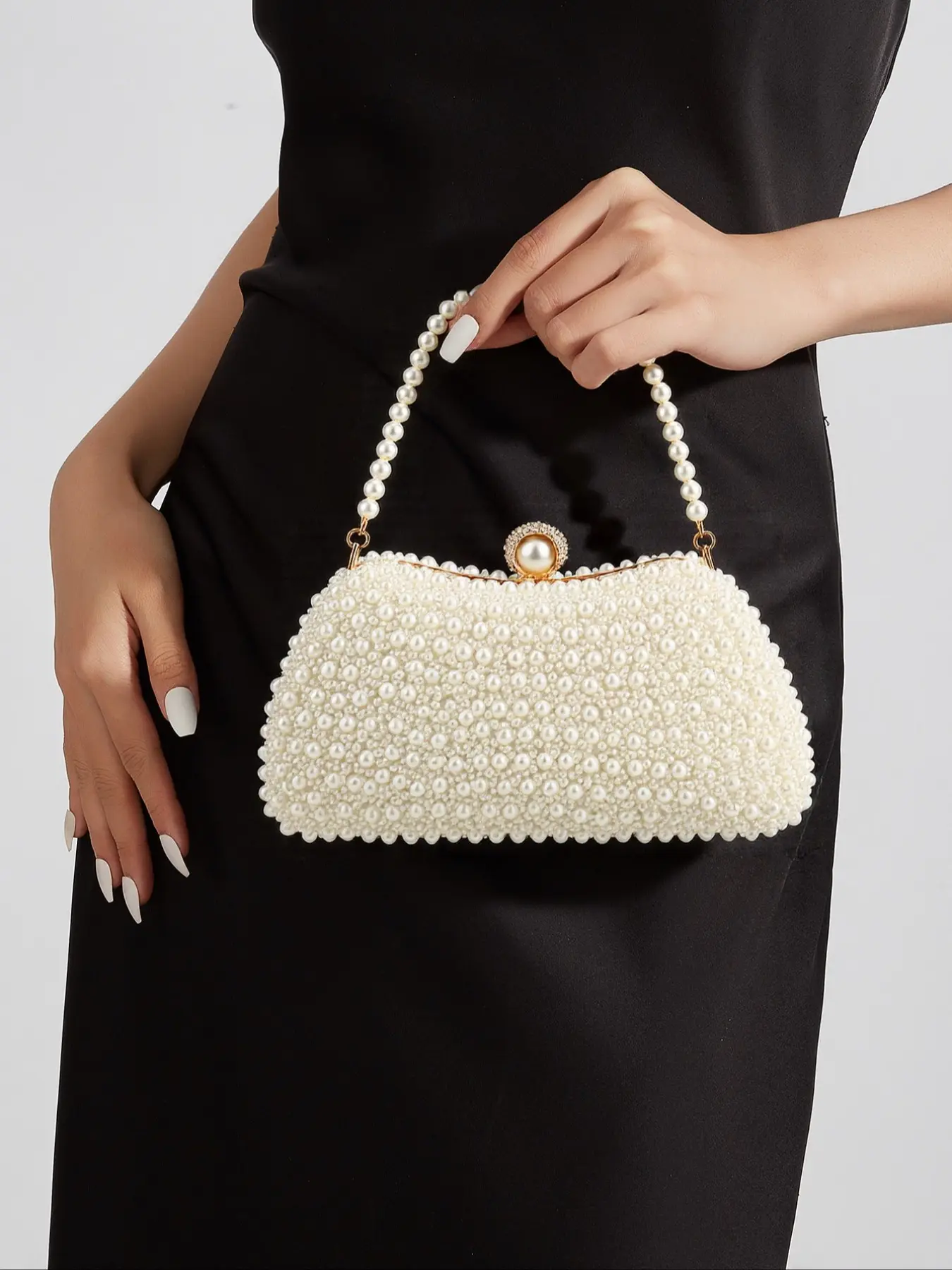 Embroidered Evening Clutch Bag, Fashionable Embellished Clutch, Formal Purse, Faux Pearl Handbag for Women, Party Prom Dress Accessory, Perfect for Weddings & Events, Elegant Stylish Purse