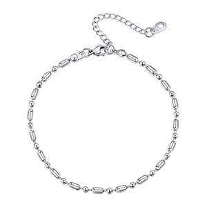 PROSTEEL Bead Chain Ankle Bracelet Stainless Steel 8.5"-10.5" Adjustable Dainty Anklet Beautiful Summer Jewelry For Women Girl Lovers Friends Gift Box