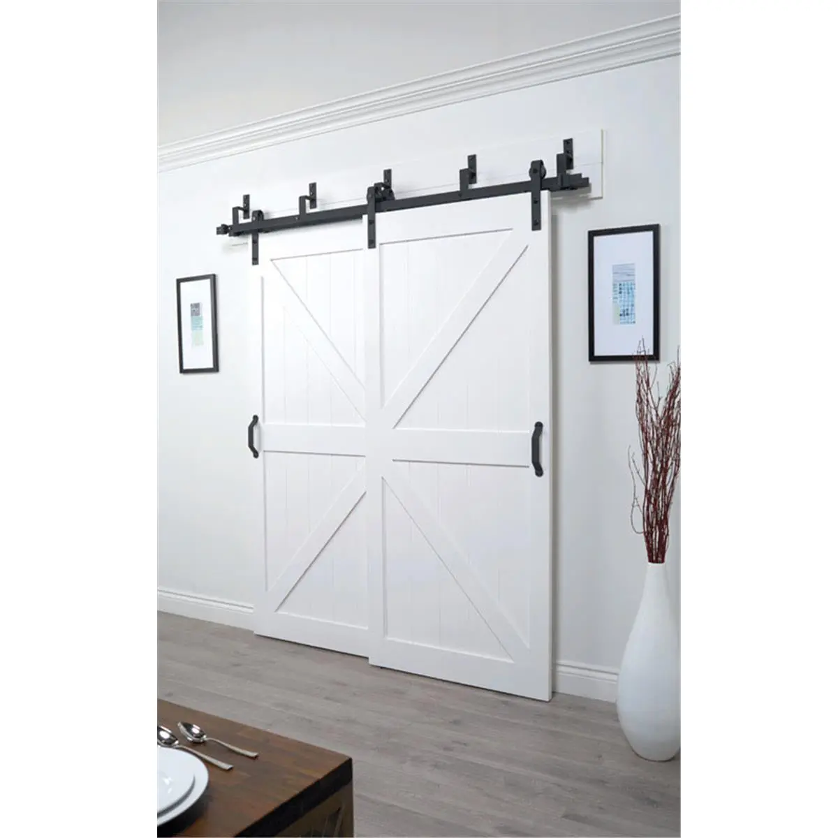 212 MAIN Black Steel Sliding Barn Door Track Kit, Barn Door Design, 8.87x5.31 in Sliding Track, Barn Door Hardware, Slide Doors