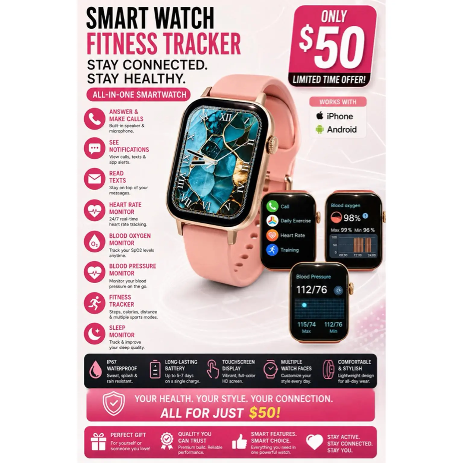 Smart watch in black