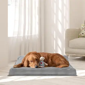 100% Waterproof Dog Bed Cover 36L x 27W x 4H Inch, Dog Bed Cushion Cover Washable Dog Bed Cover Heavy Duty Durable Waterproof Fluffy Soft Short Plush Replacement Dog Bed Covers Washable Removable Pet Bed Mattress Cover Grey Black Cover Only.