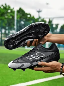 Men's Lightweight Breathable Soccer Shoes Fg/ag Long Nails Artificial Grass, All-Season Anti-Slip Sports Shoes, Ankle Protection, Soccer Cleats