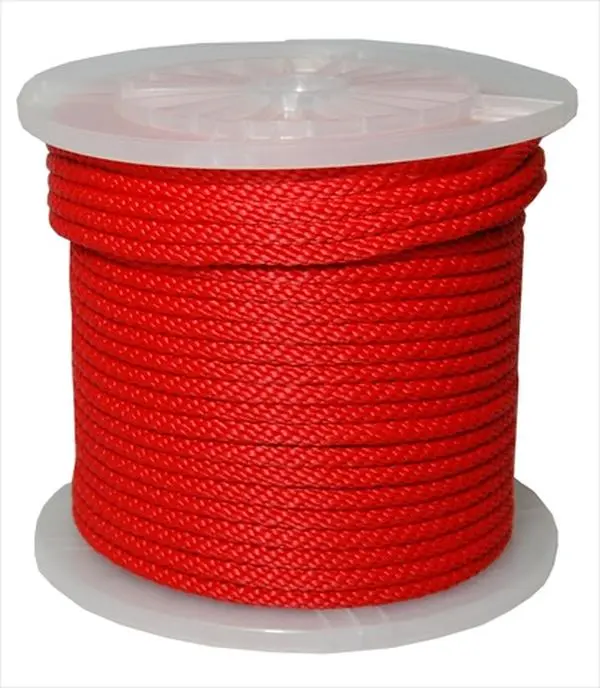 T.W. Evans Cordage 98330 Solid Braid Polypropylene Multifilament Derby Rope, 3/8" x 500', Red, Pool Halter Rope, 250 lbs Capacity, Low Stretch, Mildew Resistant, Floats in Water, Knots Easily