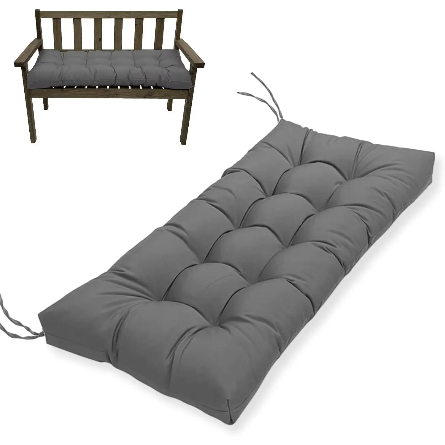 -Repellent Tufted Bench Cushion-44X19 Inch Porch Swing Cushion with High Elasticity PP and Ties, Thick Bench Cushion for Furniture, Indoor Window Cushion