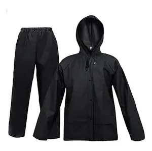 Ultra-Lite Rain Coat with Pants for Men Women Waterproof Rain Suit for Sport(black)