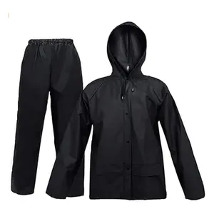 Ultra-Lite Rain Coat with Pants for Men Women Waterproof Rain Suit for Sport(black)