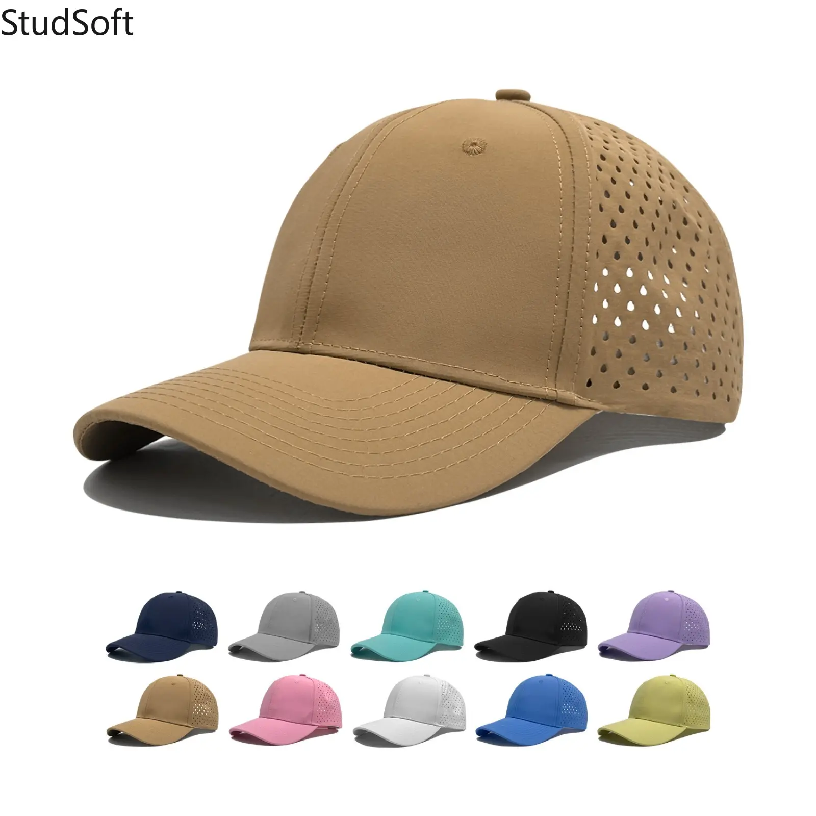 Solid Color Adjustable Fit Baseball Hat for Women & Men, Waterproof Outdoor Wear with Laser Perforation, Lightweight & Breathable, Adjustable Fit Hat, Lightweight Adjustable Cap