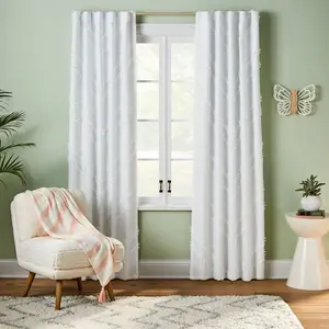 84" Blackout Chevron Clip Dotted Sheer Overlay Kids' Panel White - Pillowfort