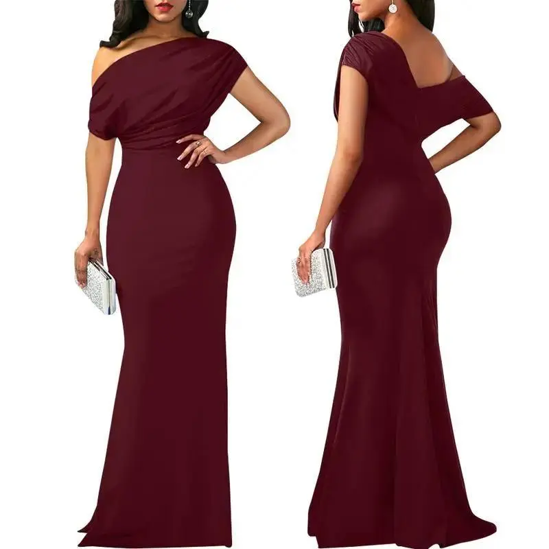 2026 Summer Women's Elegant Off-The-Shoulder Tight Long Formal Party Dress Sleeveless Prom Gowns Bridal Shower Dress