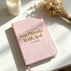 One-Minute With God For Women 365 Daily Devotions for Refreshment and Encouragement Pink Rose Faux Leather Flexcover Gift