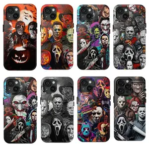 Horror Movie Phone Case, Halloween Scream Aesthetic Design, Tough Shockproof Protective Cover, Compatible with iPhone 11-17 Pro Max/Plus and Samsung Galaxy S23-25, Halloween Gift