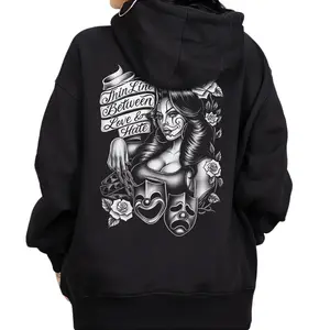 Chicano Clothing Lowrider Angel bb Chicana Art Gangster Cholo Outfit Cotton Fabric Menswear Casual Streetwear Hoodie 021203 Unisex Loose Fit 100% Cotton