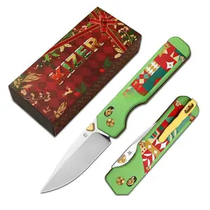 Kizer Christmas Exclusive Edition S45VN Aluminum & G10 Ki3634MC1, V3634MC1 with Nitro-V & G10 & Mkuruti Wood, X'mas Green, Men Gift xmas holiday surprise gift