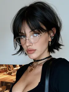 Women's Medium Short Bob Wig, 12 Inches, Soft Synthetic Fiber, Natural Look, Daily Wear and Role Play, Small Face Effect Design, Glueless Bob Wig