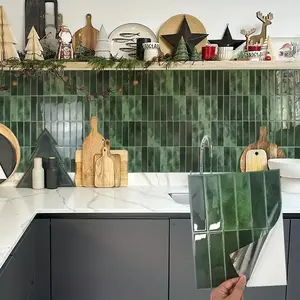 [Crystal Drop Glue 3D Mosaic Tile] 20pcs Crystal Drop Glue 3D Mosaic Tile - Self-Adhesive Wall Stickers, Waterproof High Temperature Resistant - Living Room Kitchen Backsplash Bathroom Home Wall Stickers-Green