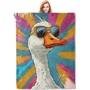 Cute Goose Blanket,Colorful Cartoon Flannel Throw Blankets,Soft Warm Lightweight Cozy Plush Animal Throws for Bedroom Sofa Home Decor Gifts for Women Girls