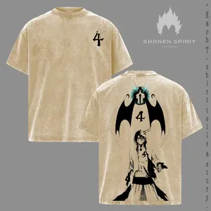 Ulquiorra Cifer Bleach Vintage Washed T-Shirt, Espada Number Four Graphic Tee, Ulquiorra Dark Anime Artwork Shirt, Oversize Streetwear Style, Hollow Aesthetic Design, Anime Fan Tee