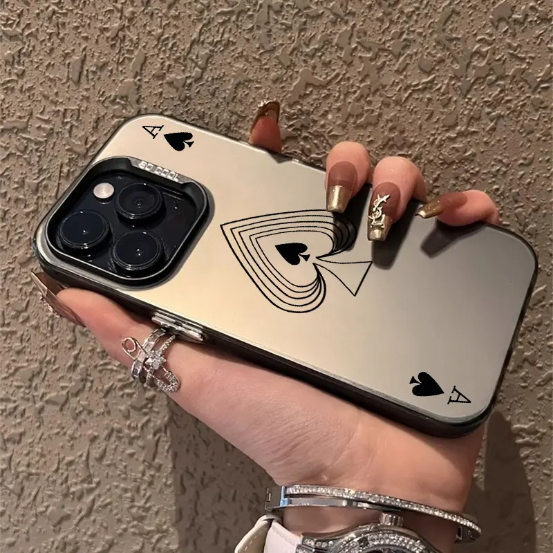 Ace of spades Pattern Case for iPhone 17 16 15 14 Pro Max 13 12 11 XR XS Plus Shockproof Drop Protection Rugged Durable Silicone Cover