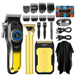 LQT Golden Clipper Set, Hair Clippers for Men Professional, Cordless Hair Clippers for Hair Cutting, Mens Clippers and Trimmers Set, Electric Hair Trimmer for Men with Package Case, maquina de cortar cabello, Barber Supplies, Men Christmas New Year Gifts