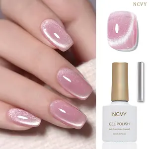 NCVY nude pink Cat Eye Magnetic Gel Nail Polish, 10ml/0.35oz with magnetic tool, long-lasting formula with LED curing, salon quality, perfect for DIY at home, ideal gift for Valentine's Day and spring/summer, safe formula free of HEMA, Nail Care