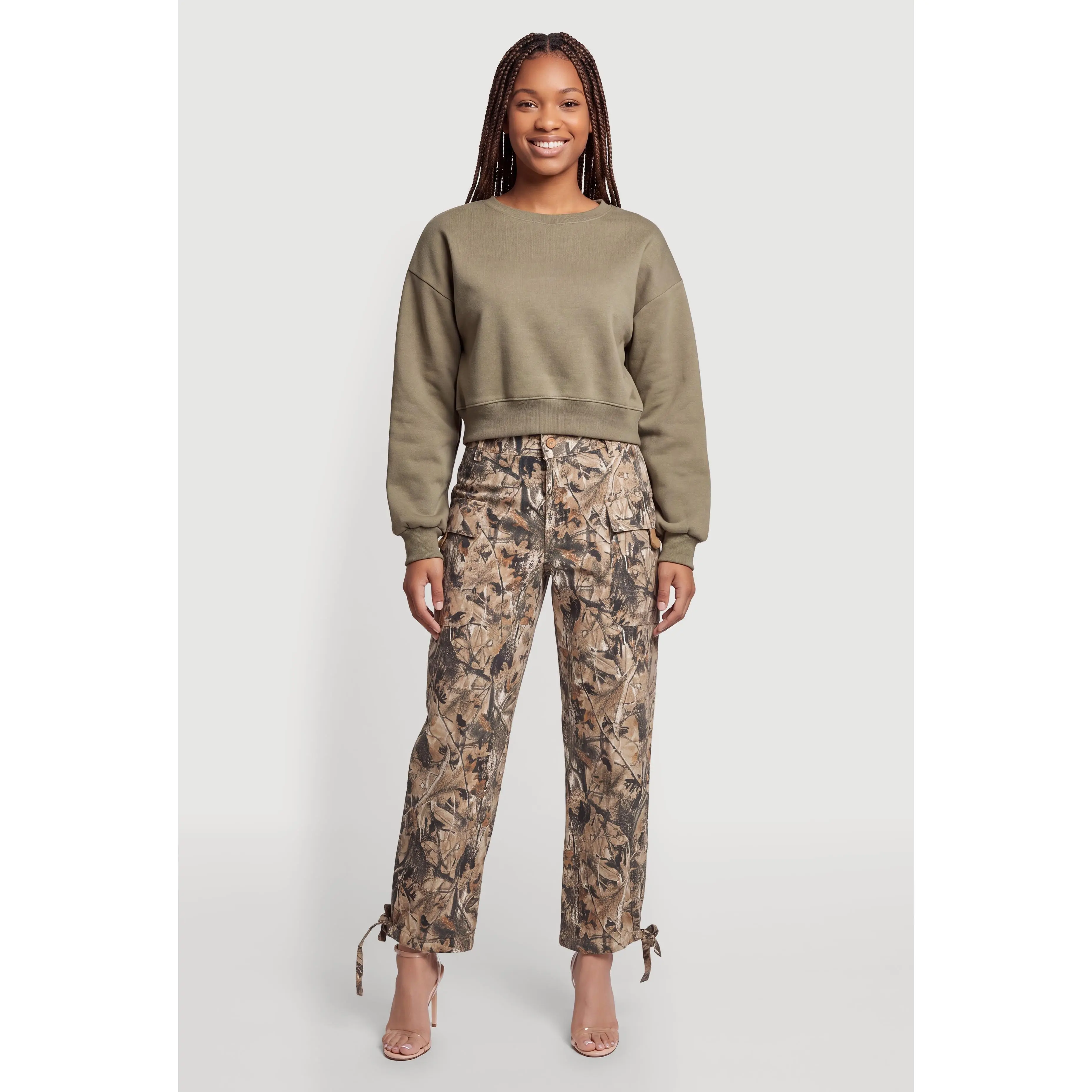 Denim Drawstring Hem Cargo Joggers