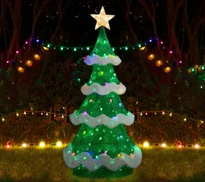 Glitzhome 74"H LED Lighted Outdoor 3D Mesh Christmas Tree