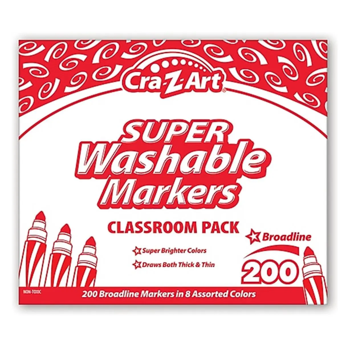 Larose Industries Broadline Tip Plastic Coloring Marker Set - 200 Markers, 8 Assorted Colors, Classroom Pack for Children, Ideal for Toys & Hobbies, DIY, Scrapbooking & Stamping, Coloring Markers, Drawing Markers