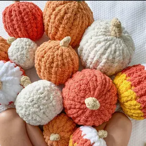 Hand Knitted Pumpkins Chunky Yarn 100% Polyester Soft Cozy Texture Ideal for Hand Knitted Projects