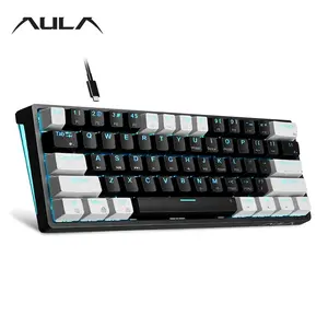 AULA F3361 Mini 60% game mechanical backlit keyboard 61-key ultra-compact wired ergonomic small array portable plug-and-play cool lighting effect suitable for games and office