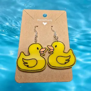 Handmade Acrylic Rubber Duck Earrings