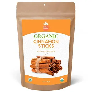 SPICY ORGANIC Cinnamon Sticks - Ceylon Quality, Gluten Free, Non-GMO, and USDA Organic - 50+ Sticks in Bulk - 3.0-Inch Length, Ideal for Cooking, Beverages, or Desserts to Add a Rich, Spicy Aroma - 4 OZ. Spice Flavor