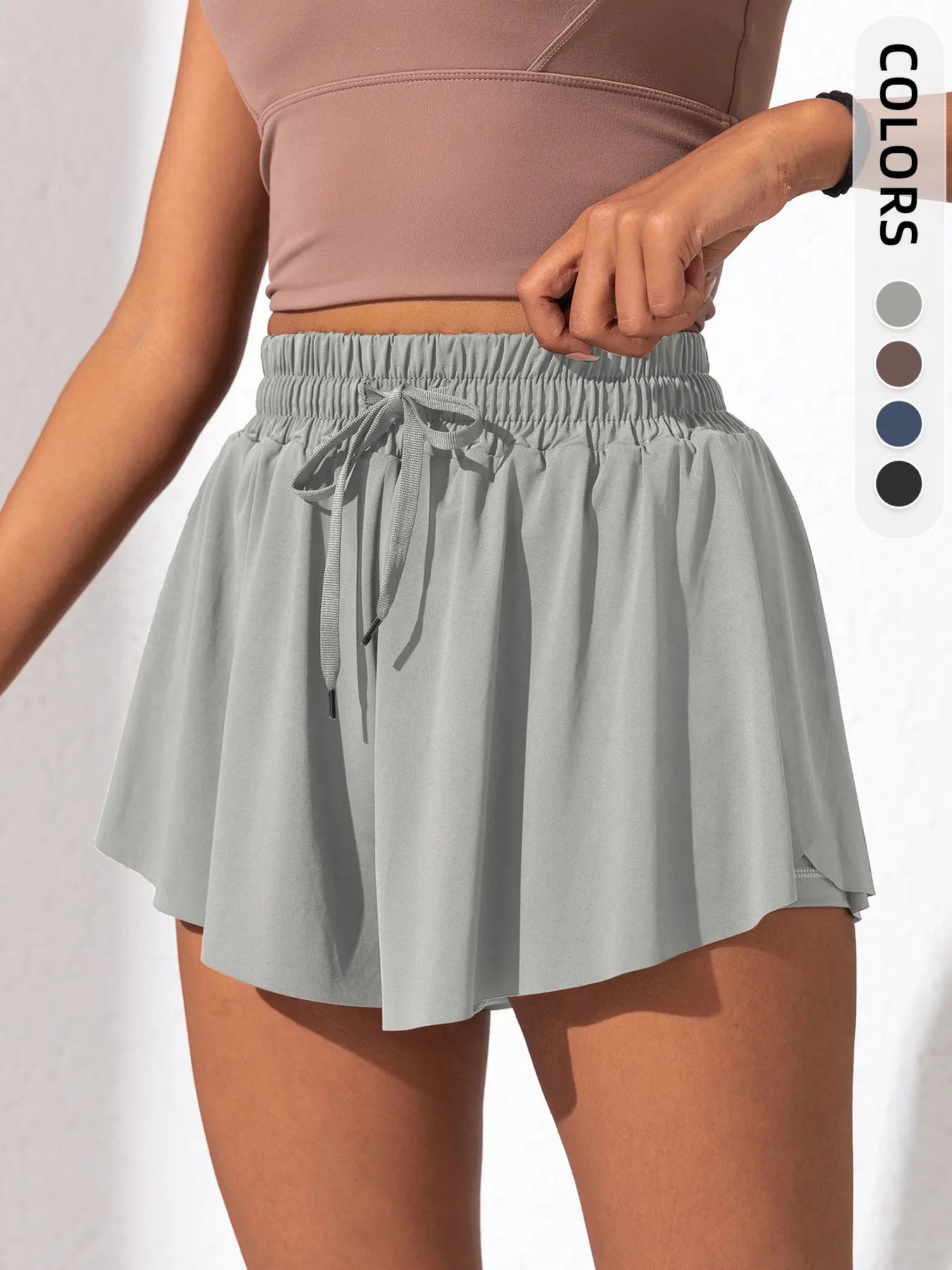 Women's Summer Breathable Loose Gym Shorts, Two-In-One Design, Anti-Exposure Tennis Running Fitness Yoga Quick-Dry Pants