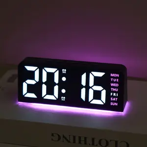 [Compact LED Alarm Clock] Innovative LED Digital Alarm Clock with Adjustable Brightness |   Compact Size, Atmosphere Light, Date Display, USB Powered, Flat Crown Shape, Multi-Functional Home Decor