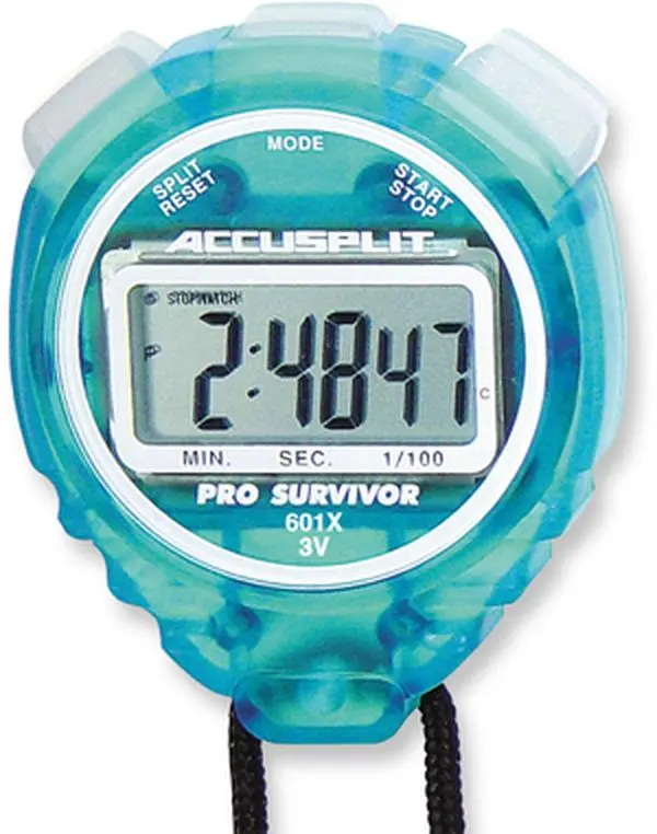 212 MAIN Accusplit A601XAQ Pro Survivor Rugged Polycarbonate Stopwatch - Aqua Case, No Fail Switches, Lanyards, Split & Release, Large Display, Track Timing for Outdoor Sports (Coaches' & Referees' Gear), Million Cycle Switches, Split Timing