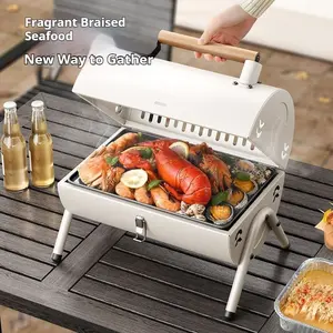 Portable Foldable Outdoor Charcoal BBQ Grill Portable Bbqs - Compact Camping Barbecue Stove for Outdoor Cooking