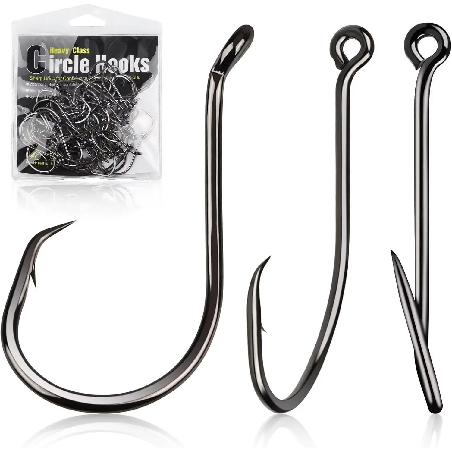 Octopus Circle Hooks, 2X Strong High Carbon Steel Fishhooks with Offset Upturned Eye, 50-100 Pack Sizes 1/0-8/0, Fishing Gear for Saltwater & Freshwater Catfish, Tuna & Bass, Fishing Gear Supplies, Outdoor Fishing Supplies
